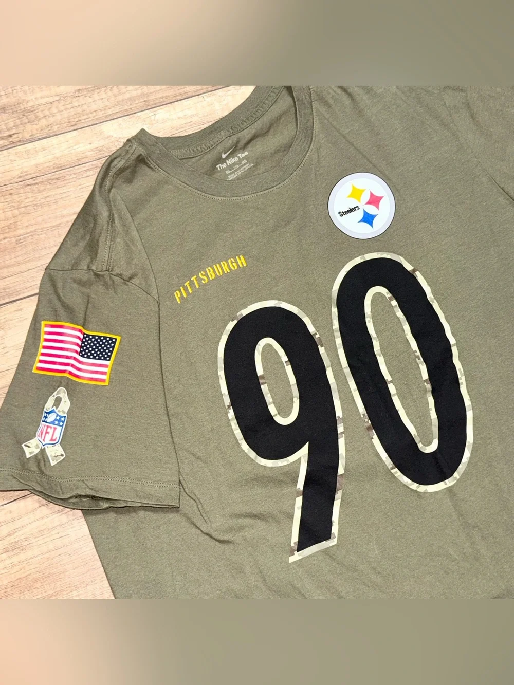 Nike Pittsburgh Steelers T.J. Watt NFL Salute to Service Jersey T Shirt Mens 2XL